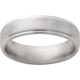Titanium Flat Band with Grooved Edges and Stone Finish photo