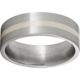 Titanium Flat Band with a 2mm Sterling Silver Inlay and Satin Finish photo