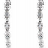 14K White .05 CTW Diamond Hoop Earrings photo 2