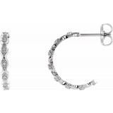 14K White .05 CTW Diamond Hoop Earrings photo