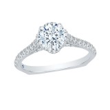 Shah Luxury 14K White Gold Round Diamond Floral Engagement Ring with Euro Shank (Semi-Mount) photo 2