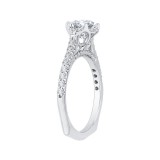 Shah Luxury 14K White Gold Round Diamond Floral Engagement Ring with Euro Shank (Semi-Mount) photo 3