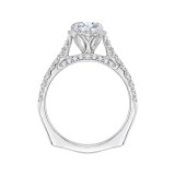 Shah Luxury 14K White Gold Round Diamond Floral Engagement Ring with Euro Shank (Semi-Mount) photo 4