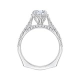 Shah Luxury 14K White Gold Round Diamond Floral Engagement Ring with Euro Shank (Semi-Mount) photo 4