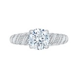 Shah Luxury 14K White Gold Round Diamond Engagement Ring (Semi-Mount) photo