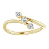 14K Yellow 1/5 CTW Diamond Three-Stone Bypass Ring photo 3