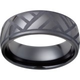 Black Diamond Ceramic Domed Band with Volleyball Laser Engraving photo