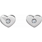 14K White .06 CTW Diamond Heart Earrings photo 2
