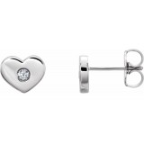 14K White .06 CTW Diamond Heart Earrings photo