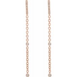 14K Rose 1/4 CTW Diamond Hinged Hoop Chain Earrings photo 2