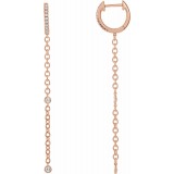 14K Rose 1/4 CTW Diamond Hinged Hoop Chain Earrings photo