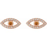 14K Rose Citrine & White Sapphire Earrings photo 2