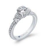 Shah Luxury Round Cut Diamond Engagement Ring In 14K White Gold (Semi-Mount) photo 2