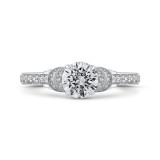 Shah Luxury Round Cut Diamond Engagement Ring In 14K White Gold (Semi-Mount) photo