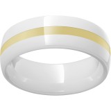 White Diamond CeramicDomed Ring with a 2mm 18K Yellow Gold Inlay photo