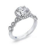 Shah Luxury 14K White Gold Round Cut Diamond Halo Engagement Ring (Semi-Mount) photo 2