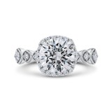 Shah Luxury 14K White Gold Round Cut Diamond Halo Engagement Ring (Semi-Mount) photo