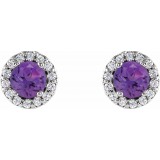 14K White Amethyst & 1/6 CTW Diamond Earrings photo 2