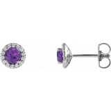 14K White Amethyst & 1/6 CTW Diamond Earrings photo