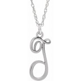 14K White Script Initial T 16-18 Necklace photo