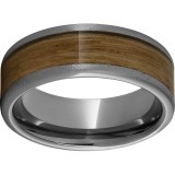 Rugged Tungsten  8mm Pipe Cut Band with Single Malt Barrel Aged Inlay and Stone Finish photo