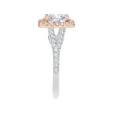 Shah Luxury 14K Two-Tone Gold Round Diamond Halo Engagement Ring with Split Shank (Semi-Mount) photo 3
