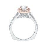 Shah Luxury 14K Two-Tone Gold Round Diamond Halo Engagement Ring with Split Shank (Semi-Mount) photo 4