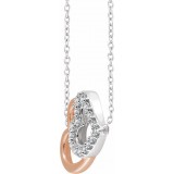 14K White & Rose 1/5 CTW Diamond Double Heart 16-18 Necklace photo 2