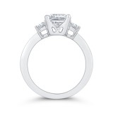 Shah Luxury 14K White Gold Three Stone Engagement Ring Center Emerald with Trapezoid sides Diamond photo 4
