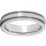 Serinium Rounded Edge Band with 1mm Sterling Silver Inlay and Satin Finish photo