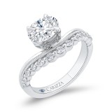 Shah Luxury 14K White Gold Oval Diamond Engagement Ring (Semi-Mount) photo 2