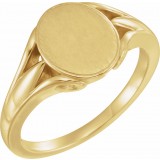 14K Yellow 12x10 mm Oval Signet Ring photo