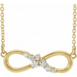 14K Yellow 1/8 CTW Diamond Infinity-Inspired Bar 18 Necklace photo