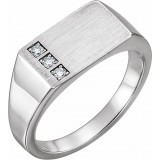 14K White 1/10 CTW Diamond 15x10 mm Rectangle Signet Ring photo