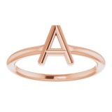 14K Rose Initial A Ring photo 3