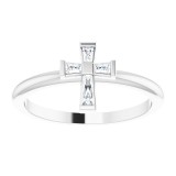 14K White 1/10 CTW Diamond Stackable Cross Ring photo 3