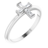 14K White 1/10 CTW Diamond Stackable Cross Ring photo