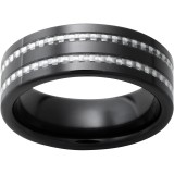 Black Diamond Ceramic Band with Two 1mm Carbon Fiber inlays and Satin Finish photo