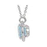 14K White Aquamarine & .04 CTW Diamond 16.5 Necklace photo 2