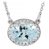 14K White Aquamarine & .04 CTW Diamond 16.5 Necklace photo