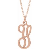 14K Rose Script Initial Y 16-18 Necklace photo