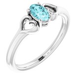 14K White 5x3 mm Oval Zircon Youth Heart Ring photo