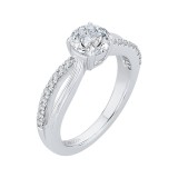 Shah Luxury Round Diamond Engagement Ring with Split Shank In 14K White Gold (Semi-Mount) photo 2