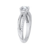 Shah Luxury Round Diamond Engagement Ring with Split Shank In 14K White Gold (Semi-Mount) photo 3