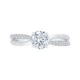 Shah Luxury Round Diamond Engagement Ring with Split Shank In 14K White Gold (Semi-Mount) photo