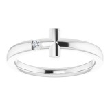 14K White Youth Diamond Sideways Cross Ring photo 3