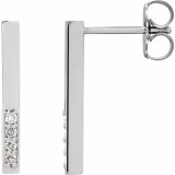 14K White .07 CTW Diamond Bar Earrings photo