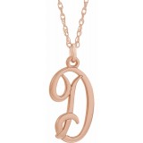 14K Rose Script Initial D 16-18 Necklace photo