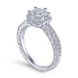 Gabriel & Co. 14k White Gold Art Deco Straight Engagement Ring photo 3