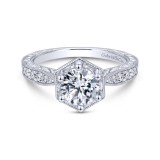 Gabriel & Co. 14k White Gold Art Deco Straight Engagement Ring photo